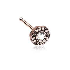 Rose Gold Luna Filigree Sparkle Icon Nose Stud Ring.