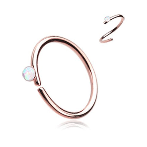 Rose Gold Opal Sparkle Bendable Steel Nose Hoop.