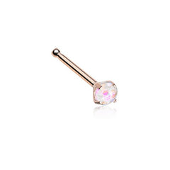 Rose Gold Opal Sparkle Prong Set Nose Stud Ring.