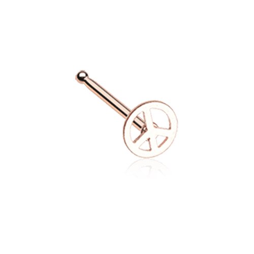 Rose Gold Peace Icon Nose Stud Ring.