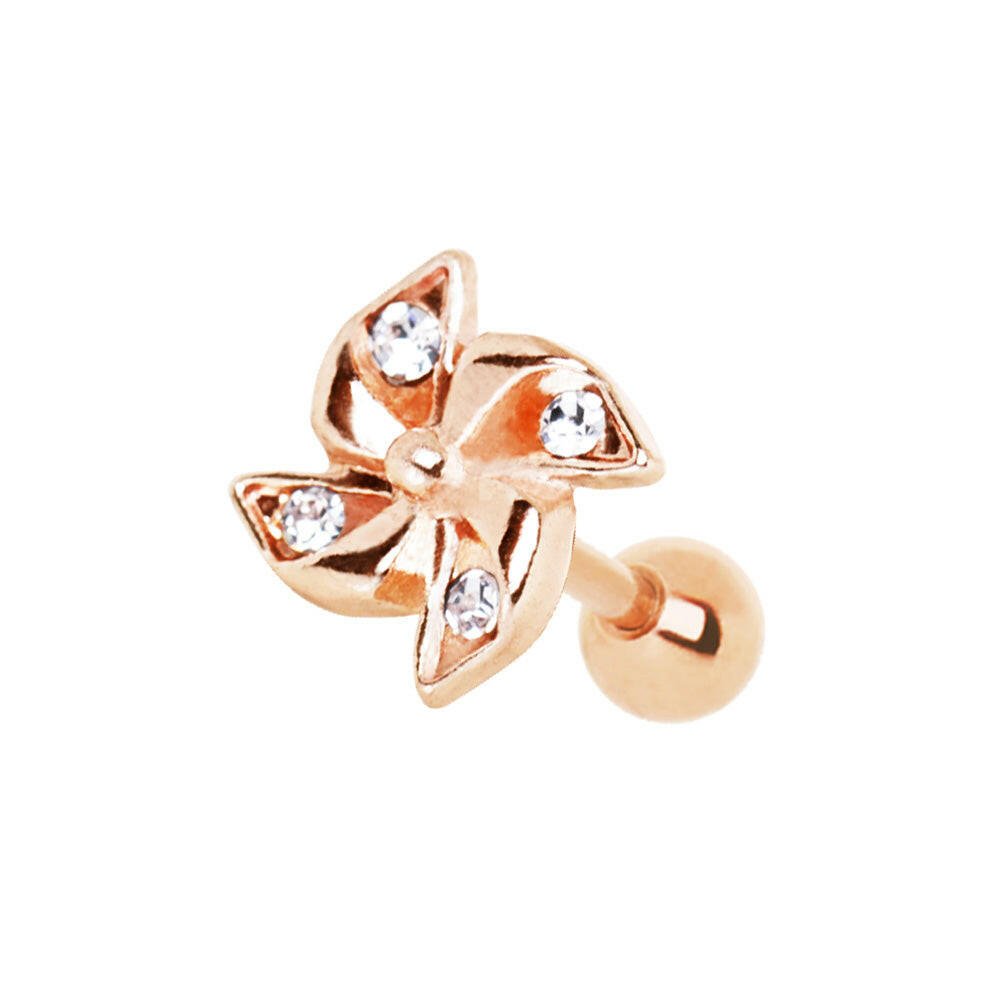 Rose Gold Plated Adorned Pinwheel Cartilage Earring.