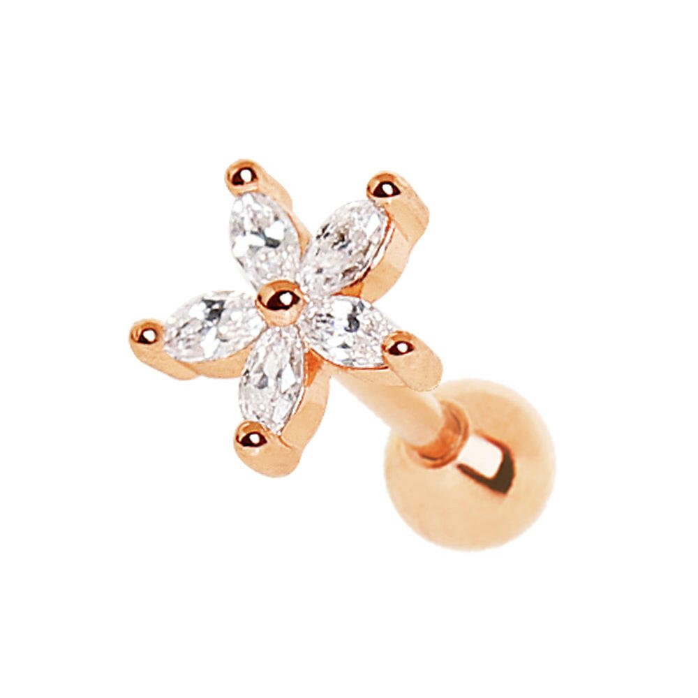 Rose Gold Plated Dainty Flower Cartilage Earring - Impulse Piercings