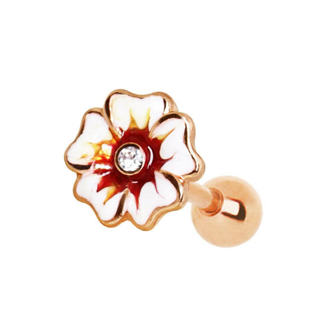 Rose Gold Plated Hawaiian Hibiscus Flower Cartilage Earring - Impulse Piercings