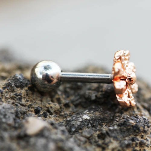 Rose Gold Plated Hawaiian Hibiscus Flower Cartilage Earring - Impulse Piercings