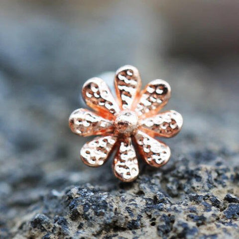 Rose Gold Plated Hawaiian Hibiscus Flower Cartilage Earring - Impulse Piercings