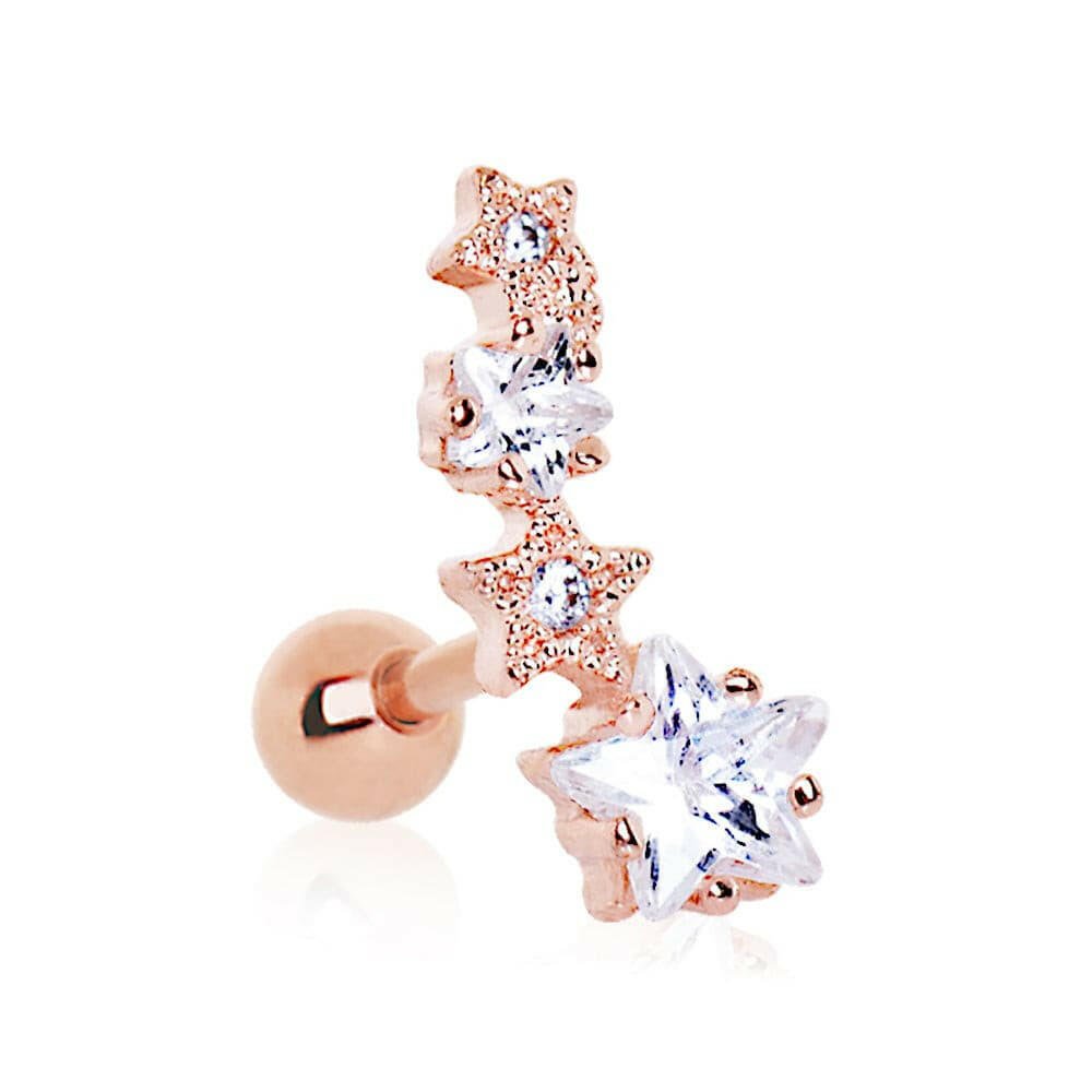 Rose Gold Plated Shooting Star Cartilage Earring.