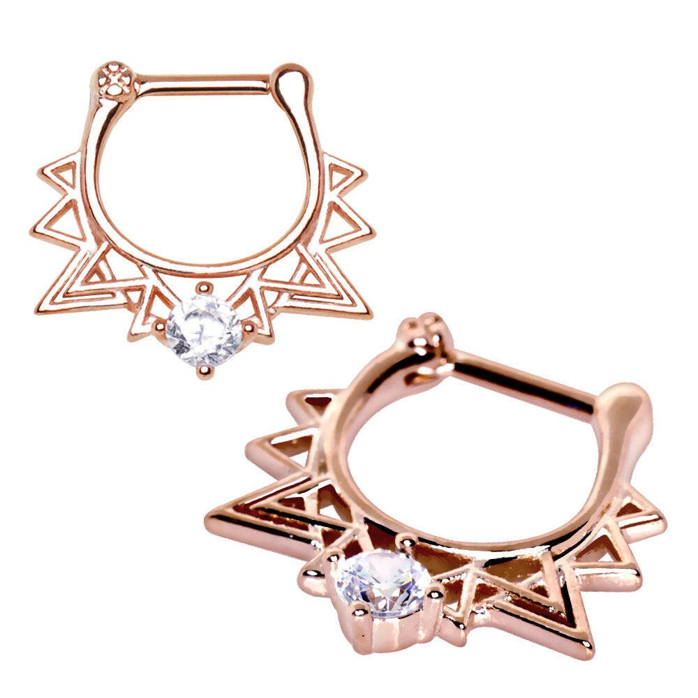 Rose Gold Plated Stainless Steel Triangle Septum Clicker.