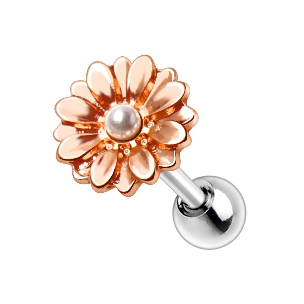 Rose Gold Plated Sweet Pearl Daisy Cartilage Earring.