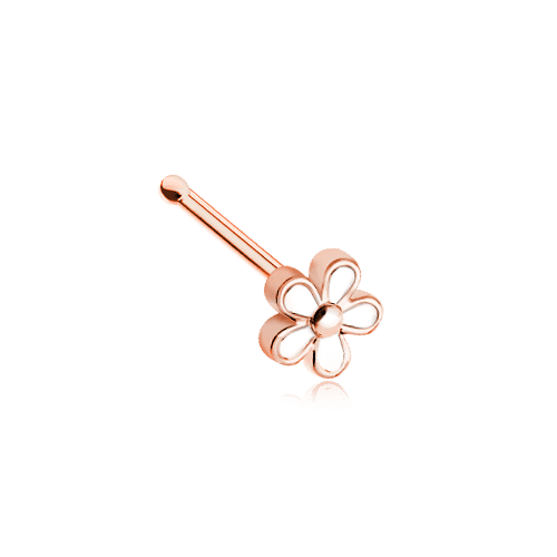 Rose Gold Plumeria Petal Flower Nose Stud Ring.