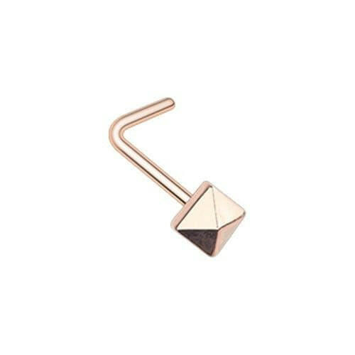 Rose Gold Pyramid L-Shape Nose Ring.