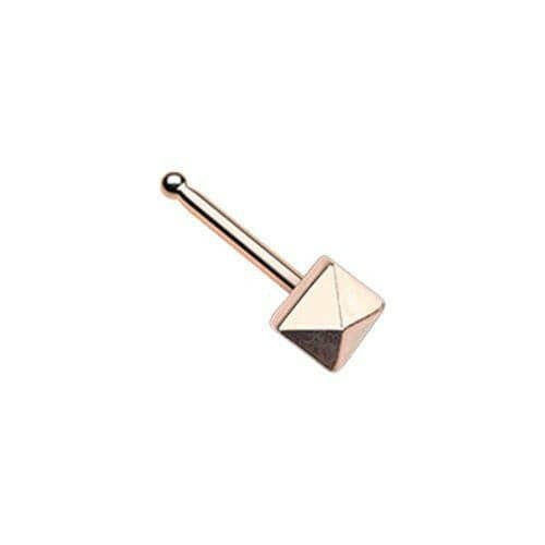 Rose Gold Pyramid Nose Stud Ring.