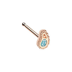 Rose Gold Sparkling Ornate Paisley Nose Stud Ring.