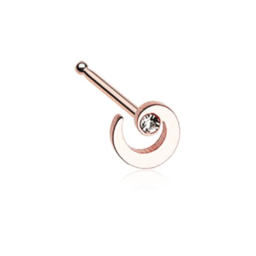 Rose Gold Spiral Swirl Sparkle Nose Stud Ring.