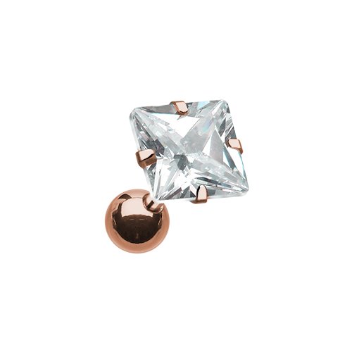 Rose Gold Square Gem Crystal Cartilage Tragus Earring.