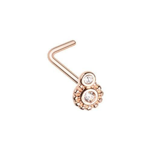 Rose Gold Steampunk Gear L-Shape Nose Ring.