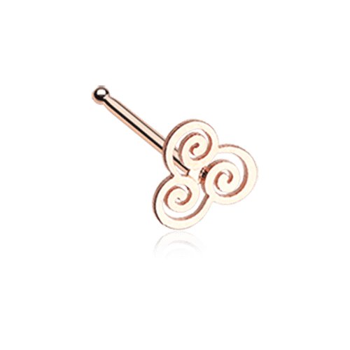 Rose Gold Trinity Swirl Nose Stud Ring.