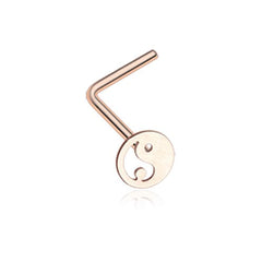 Rose Gold Yin Yang Tao L-Shaped Nose Ring.