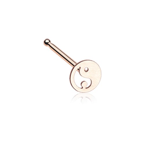 Rose Gold Yin Yang Tao Nose Stud Ring.