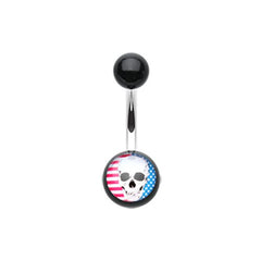 Skull Americana Acrylic Logo Belly Button Ring.