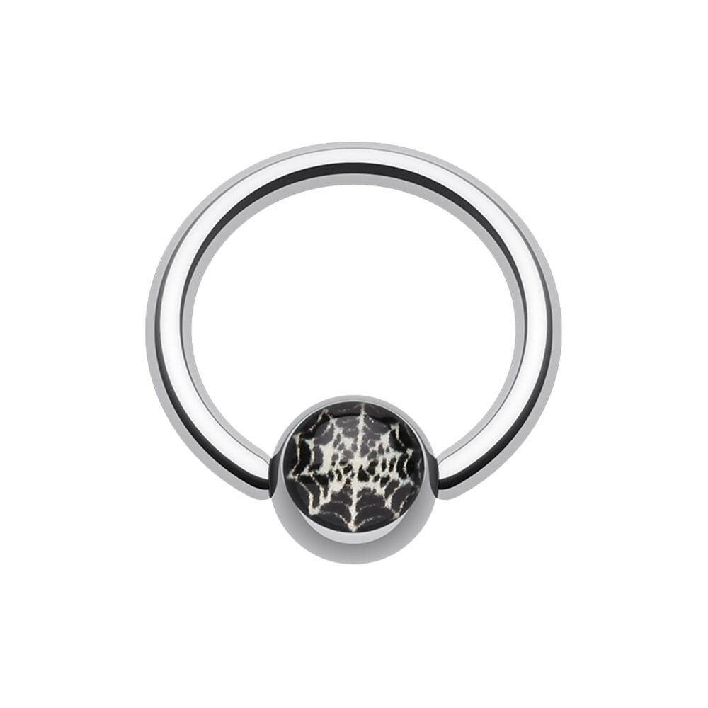 Spider Web Logo Ball Captive Bead Ring.