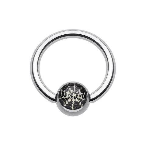 Spider Web Logo Ball Captive Bead Ring.