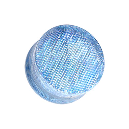 Square Holographic Prism Glitter Double Flared Ear Gauge Plug.