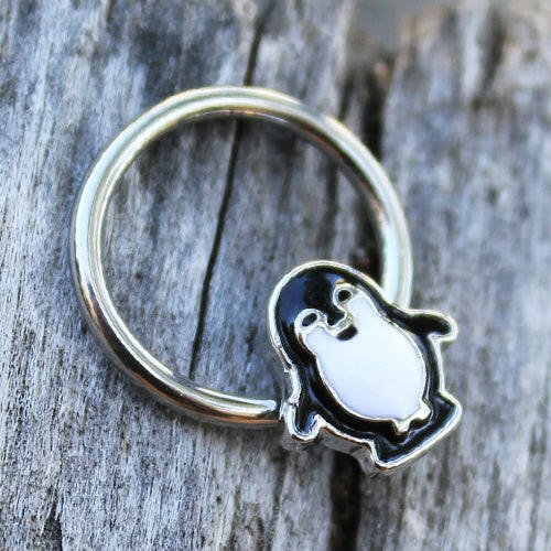 Stainless Penguin Snap-in Captive Bead Ring / Septum Ring - Impulse Piercings