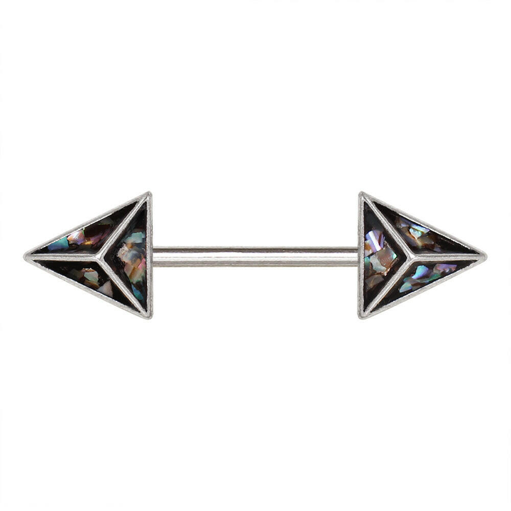 Stainless Steel 3D Triangle Abalone Nipple Bar.