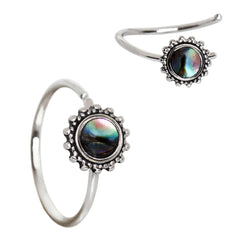 Stainless Steel Abalone Shell Charm Nose Hoop / Cartilage Earring.