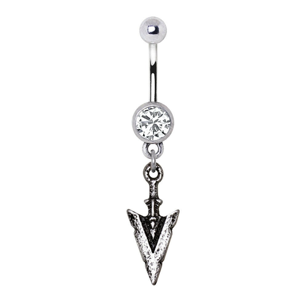 Stainless Steel Antique Arrowhead Dangle Navel Ring.