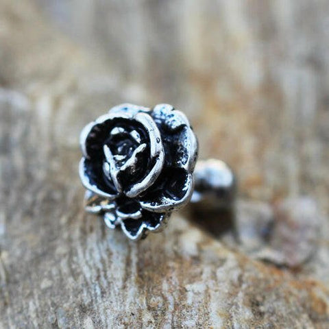 Stainless Steel Antique Rose Cartilage Earring - Impulse Piercings