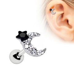 Stainless Steel Art of Brilliance To The Moon Cartilage Earring - Impulse Piercings