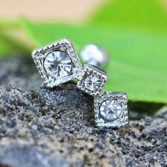 Stainless Steel Art of Brilliance Triple Square Drop Cartilage Earring - Impulse Piercings