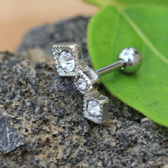 Stainless Steel Art of Brilliance Triple Square Drop Cartilage Earring - Impulse Piercings