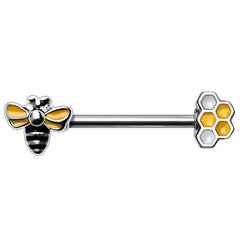 Stainless Steel Bee and Honeycomb Nipple Bar.