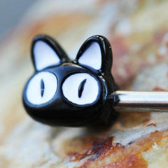 Stainless Steel Black Alley Cat Nipple Bar - Impulse Piercings