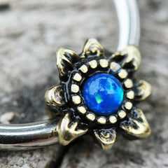 Stainless Steel Blue Star Snap-in Captive Bead Ring / Septum Ring - Impulse Piercings