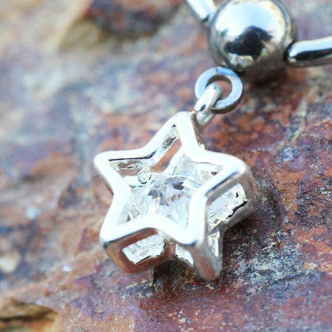 Stainless Steel Captive CZ Star Dangle Captive Bead Ring Nipple Jewelry - Impulse Piercings