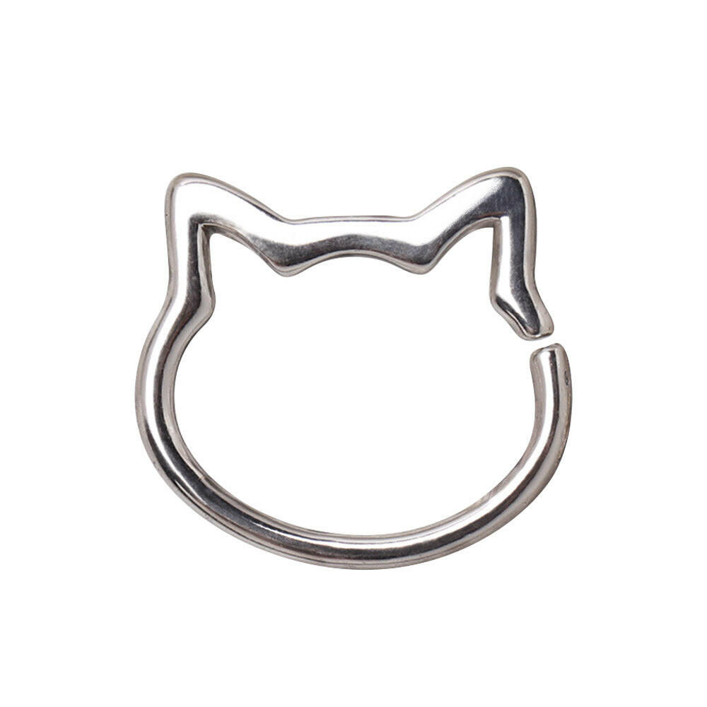 Stainless Steel Cat Seamless Ring / Cartilage Earring.