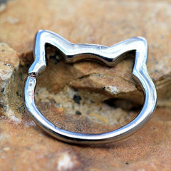 Stainless Steel Cat Seamless Ring / Cartilage Earring - Impulse Piercings