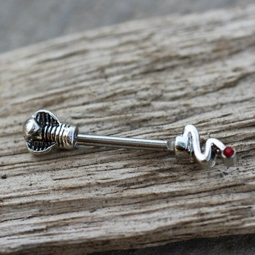 Stainless Steel Cobra Nipple Bar - Impulse Piercings