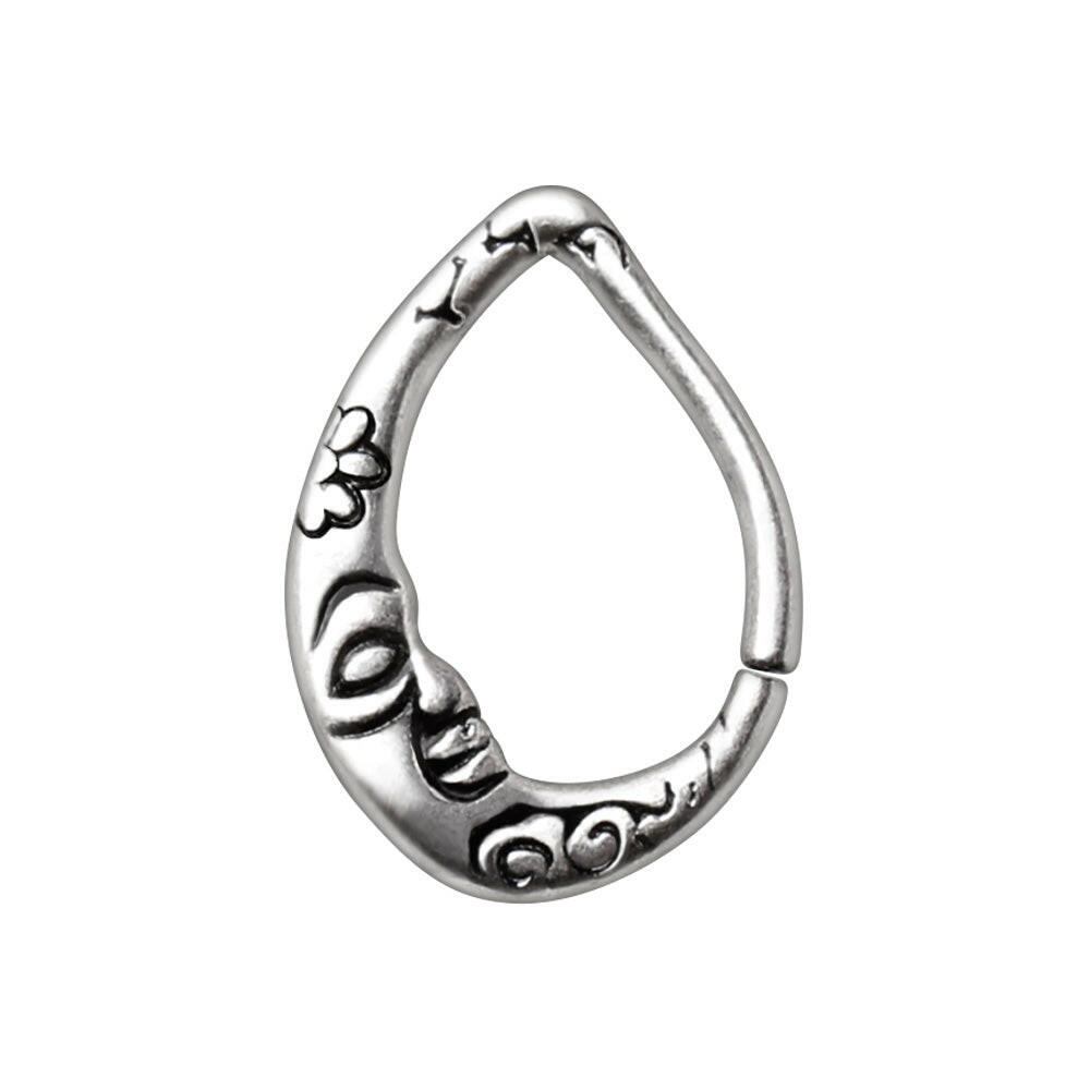 Stainless Steel Crescent Moon Teardrop Seamless Ring.