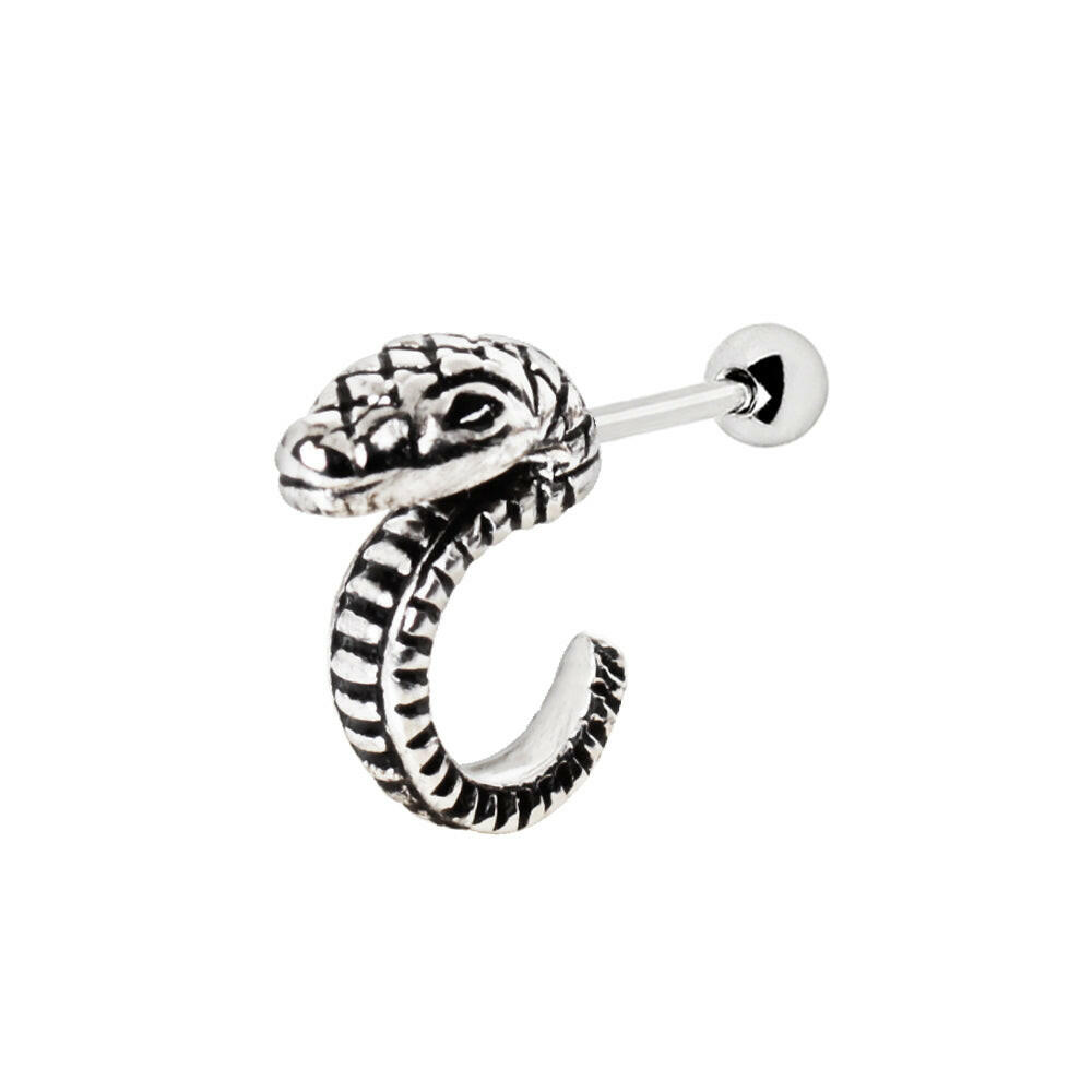 Stainless Steel Curved Snake Cartilage Earring.