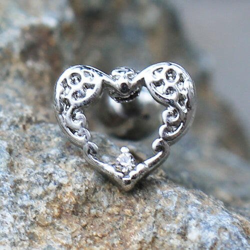 Stainless Steel Decorated Heart Cartilage Earring - Impulse Piercings