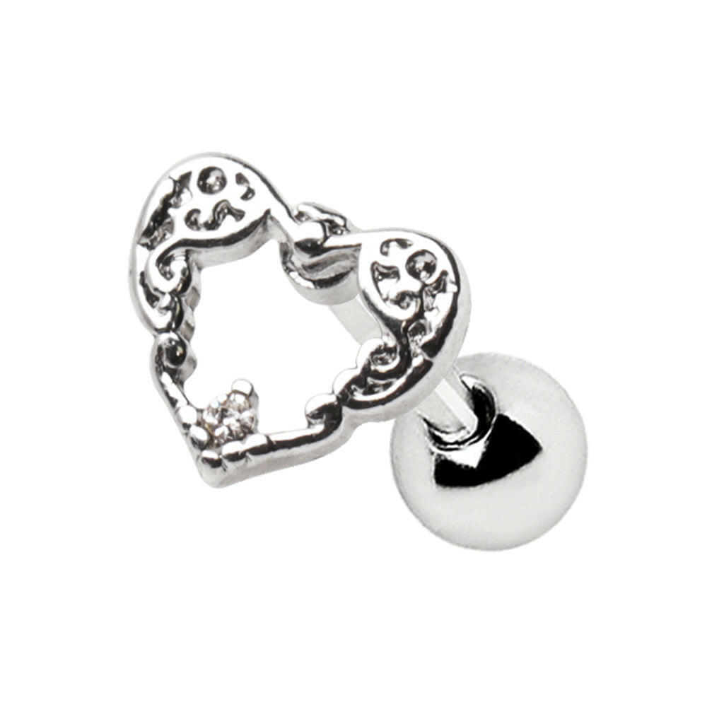 Stainless Steel Decorated Heart Cartilage Earring.