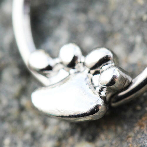 Stainless Steel Dog Puppy Paw Snap-in Captive Bead Ring / Septum Ring - Impulse Piercings