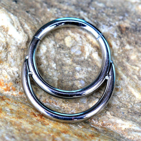 Stainless Steel Double Ring Seamless Clicker Ring - Impulse Piercings