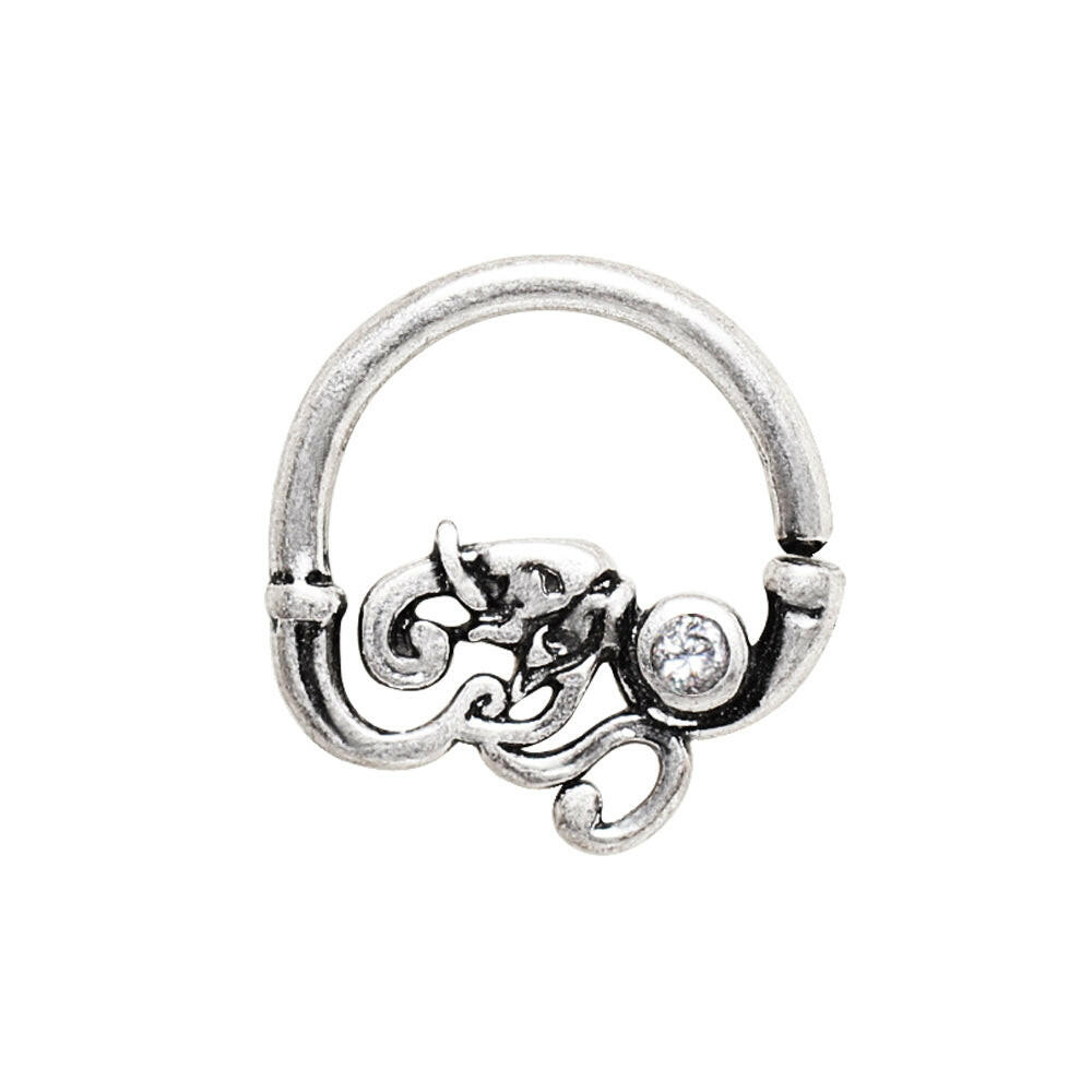 Stainless Steel Elephant Seamless Ring / Cartilage Earring.