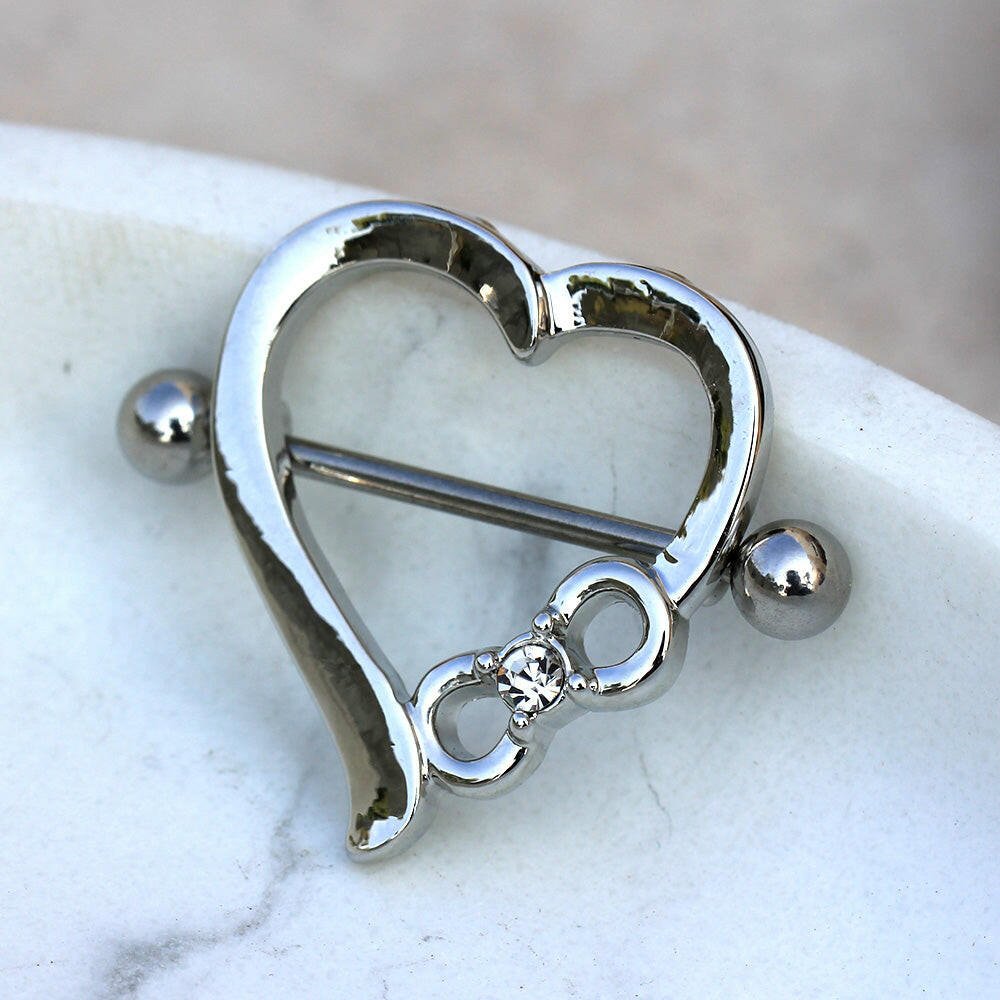 Stainless Steel Eternity Love Heart Nipple Shield - Impulse Piercings