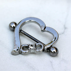 Stainless Steel Eternity Love Heart Nipple Shield - Impulse Piercings